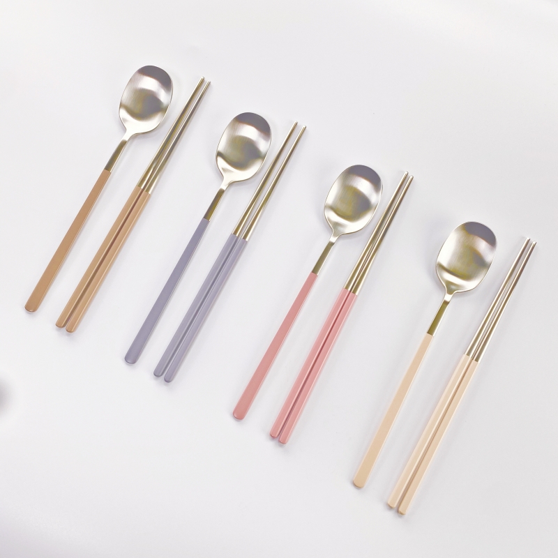 Dinner set Korean chopsticks spoon set flatware set stainless steel with gift box