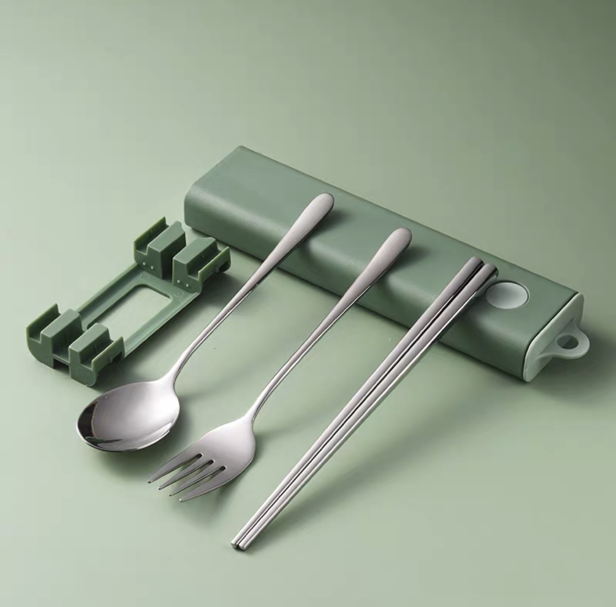 Camping Spoon Fork Chopstick Set stainless steel Portable Travel Cutlery set with case