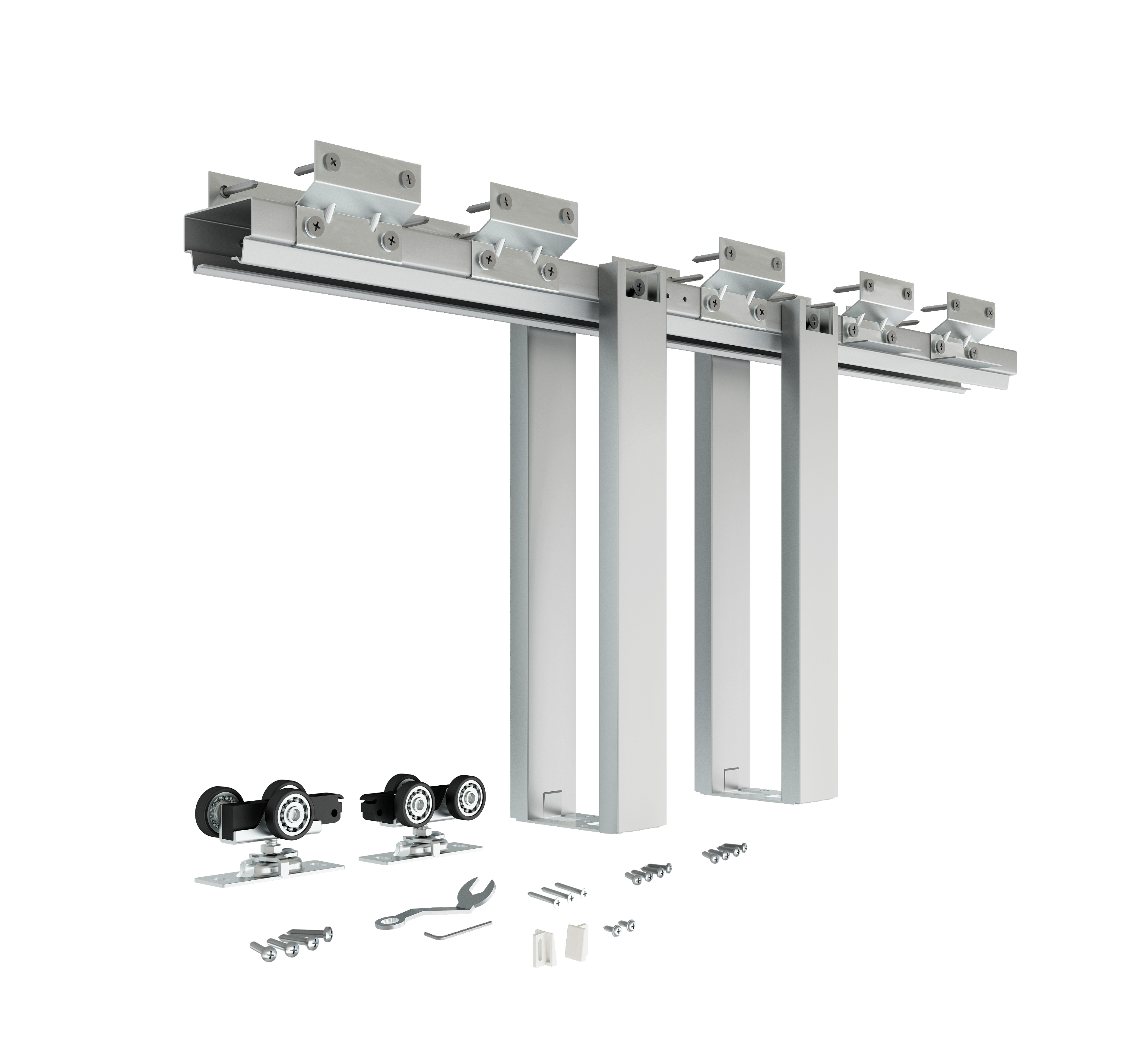 Pocket galvanized steel sliding hardware kit with steel frame