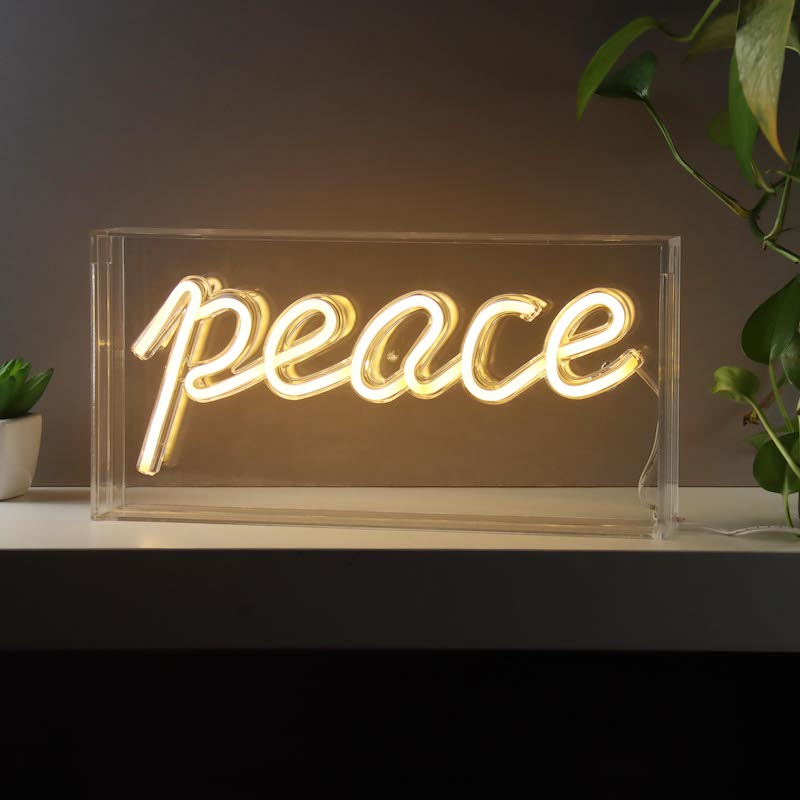 Peace Warm White Neon Light Box