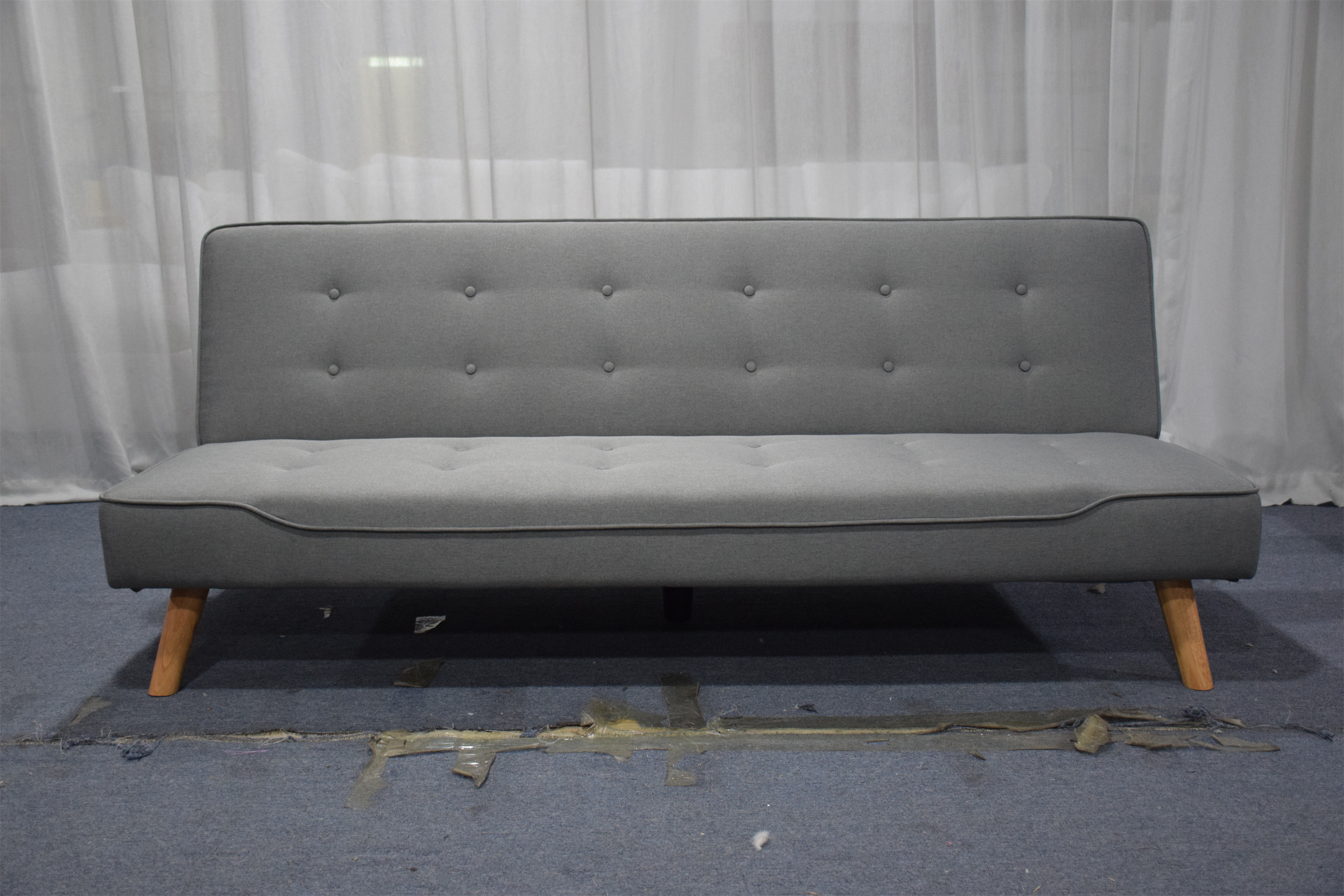 Home Furniture Contemporary Style 3 Seater Sofa Light Grey linen fabric Upholstered comfort sofa