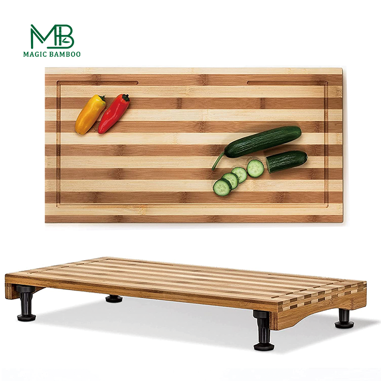 Bamboo wood cutting board with legs