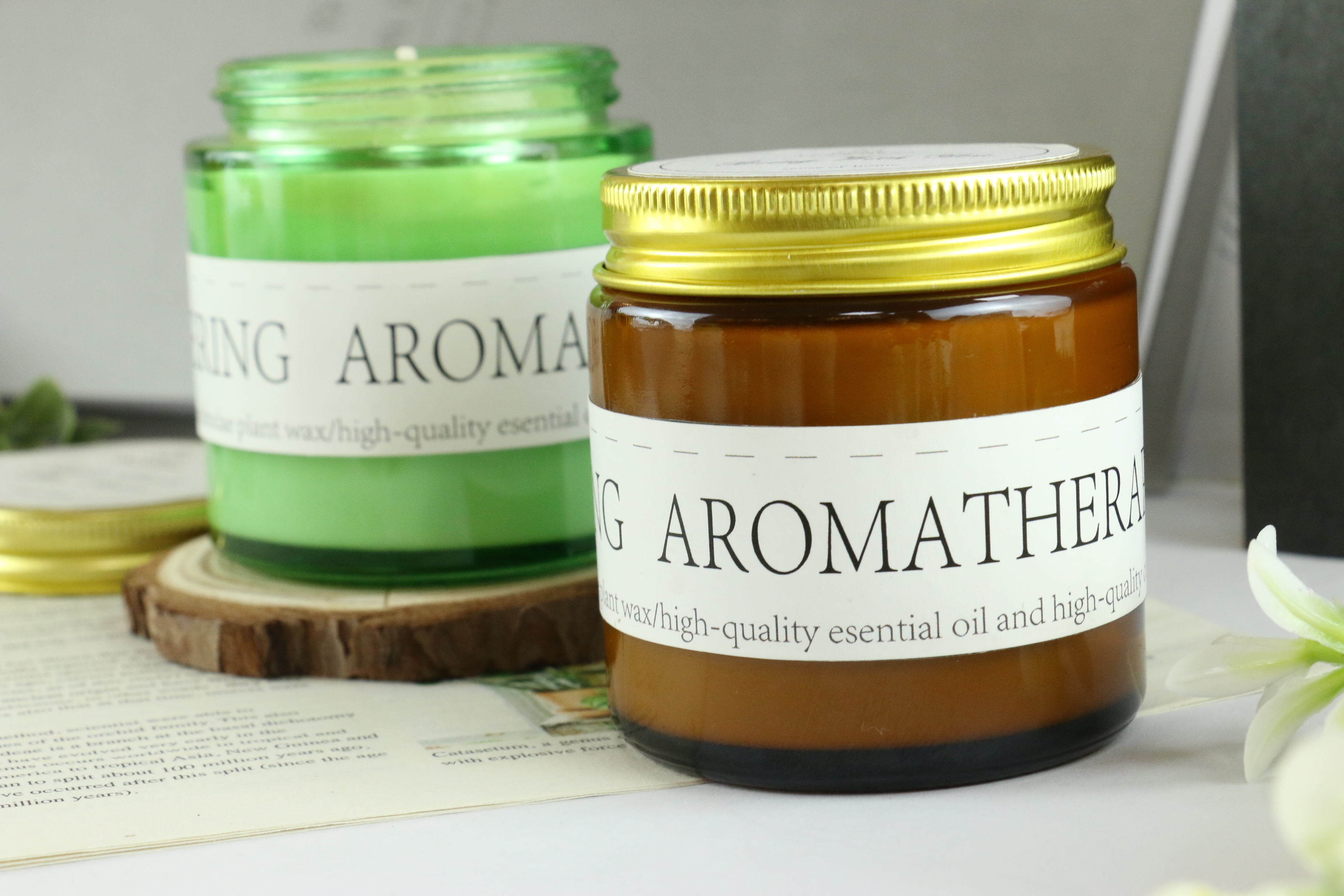 Household crafts Brown scented candle with lid