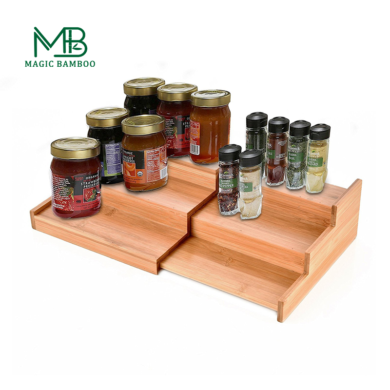 Bamboo 4-tier expandable spice rack