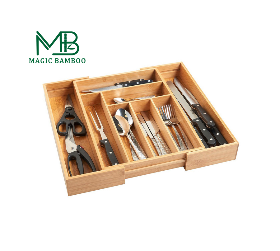 Bamboo Expandable Cutlery Drawer Organizer