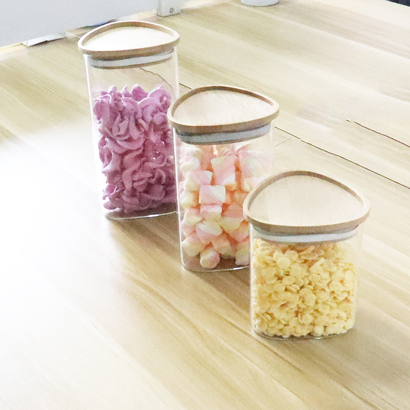 High borosilicate glass food canister with bamboo lid