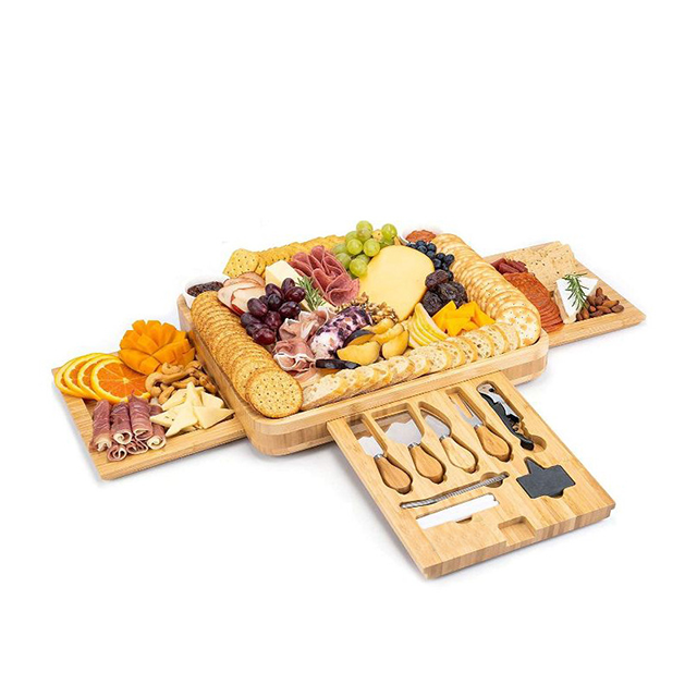 Bamboo Cheese Cutting Board with hidden Knife Set