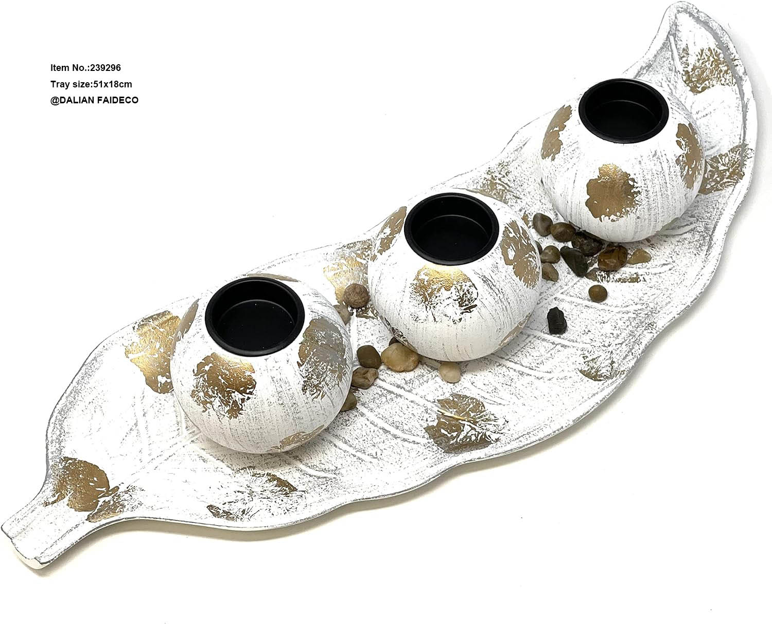 S/3 wooden candle holder