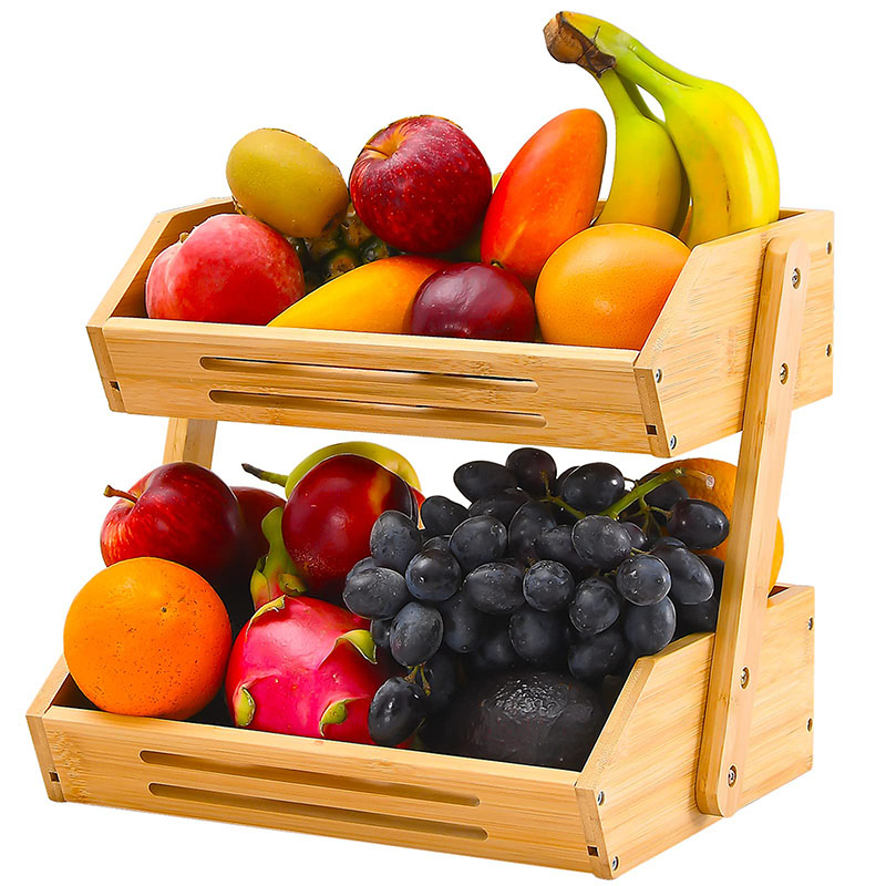 Bamboo two-layer fruit basket
