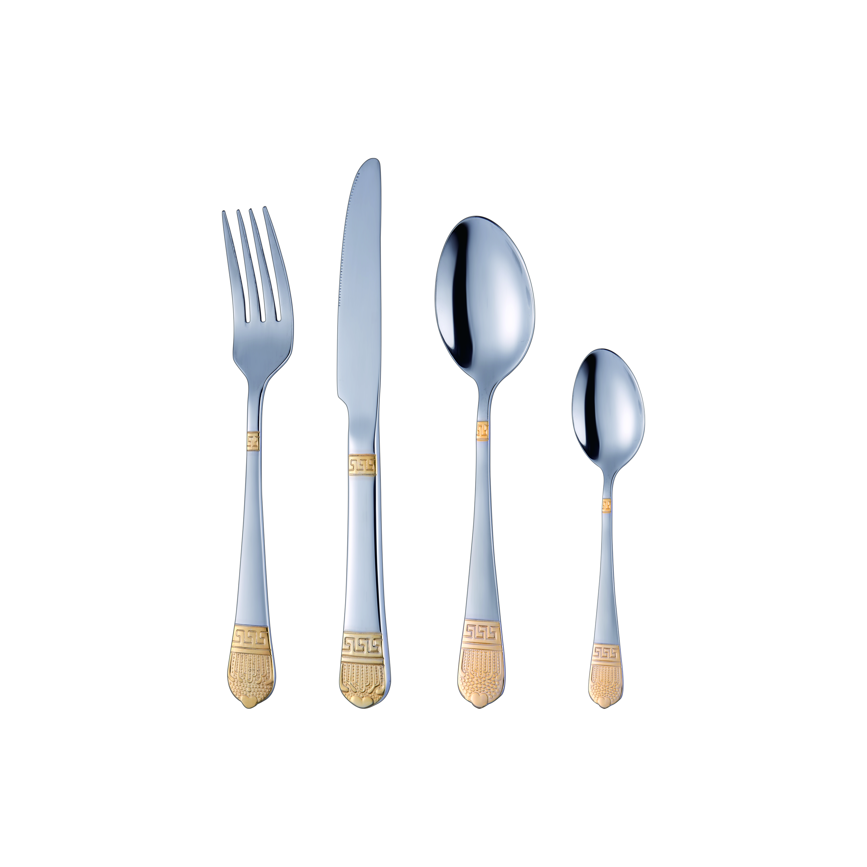 ET-1104 gold plated stainless steel cutelry with Crown shape
