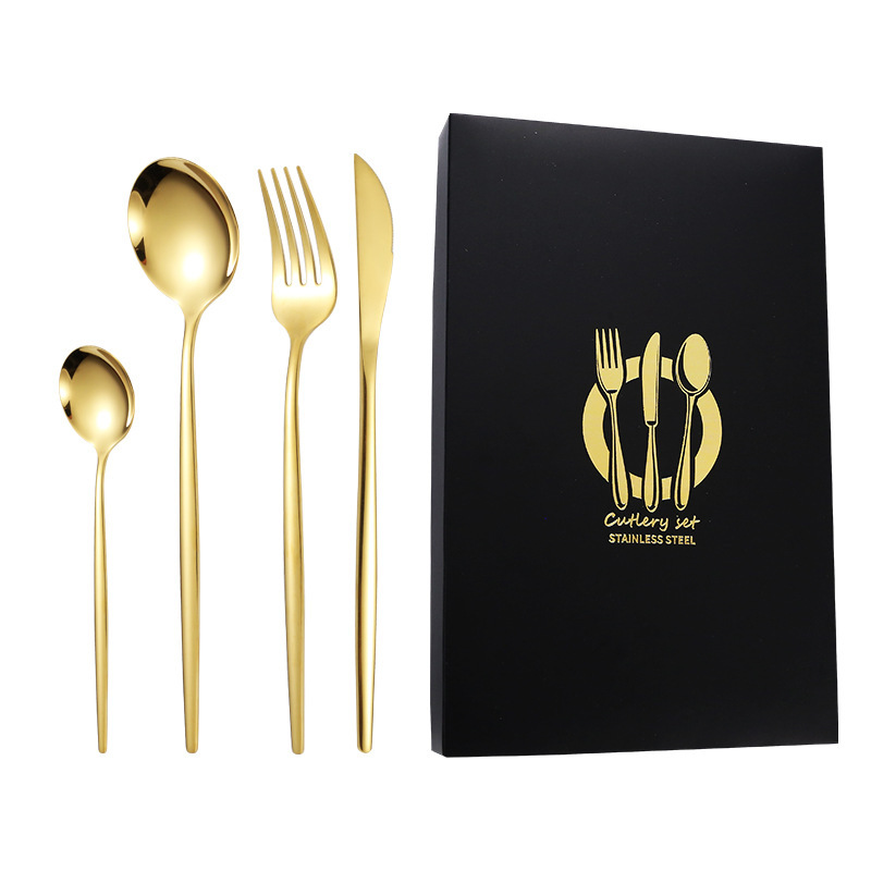 Stainless Steel Flatware Set, Gold Cutlery Set Stainless steel Titanium Plating Gold Silverware Set