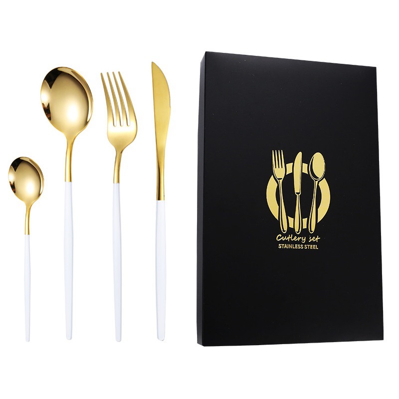 Stainless Steel Flatware Set, Gold Cutlery Set Stainless steel Gold Silverware Set with Gift box
