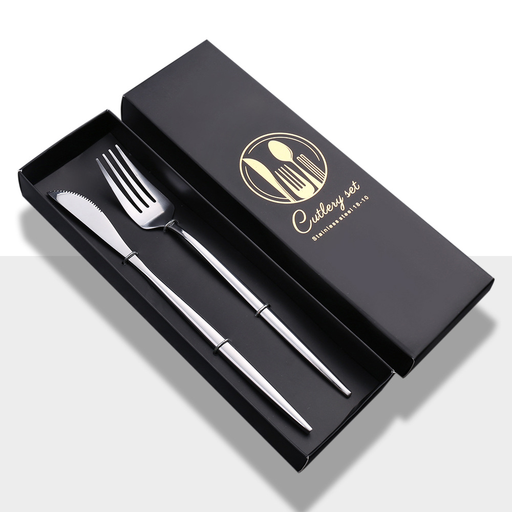 stainless steel flatware se，2Pieces knife forks set painting color handle
