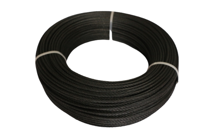 Blackened stainless steel wire rope