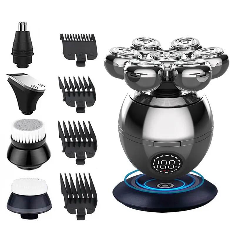 MRY 7D Floating Head Men Electric Shaver USB Charging Waterproof Nose Ear Trimmer Bald Razor Machine