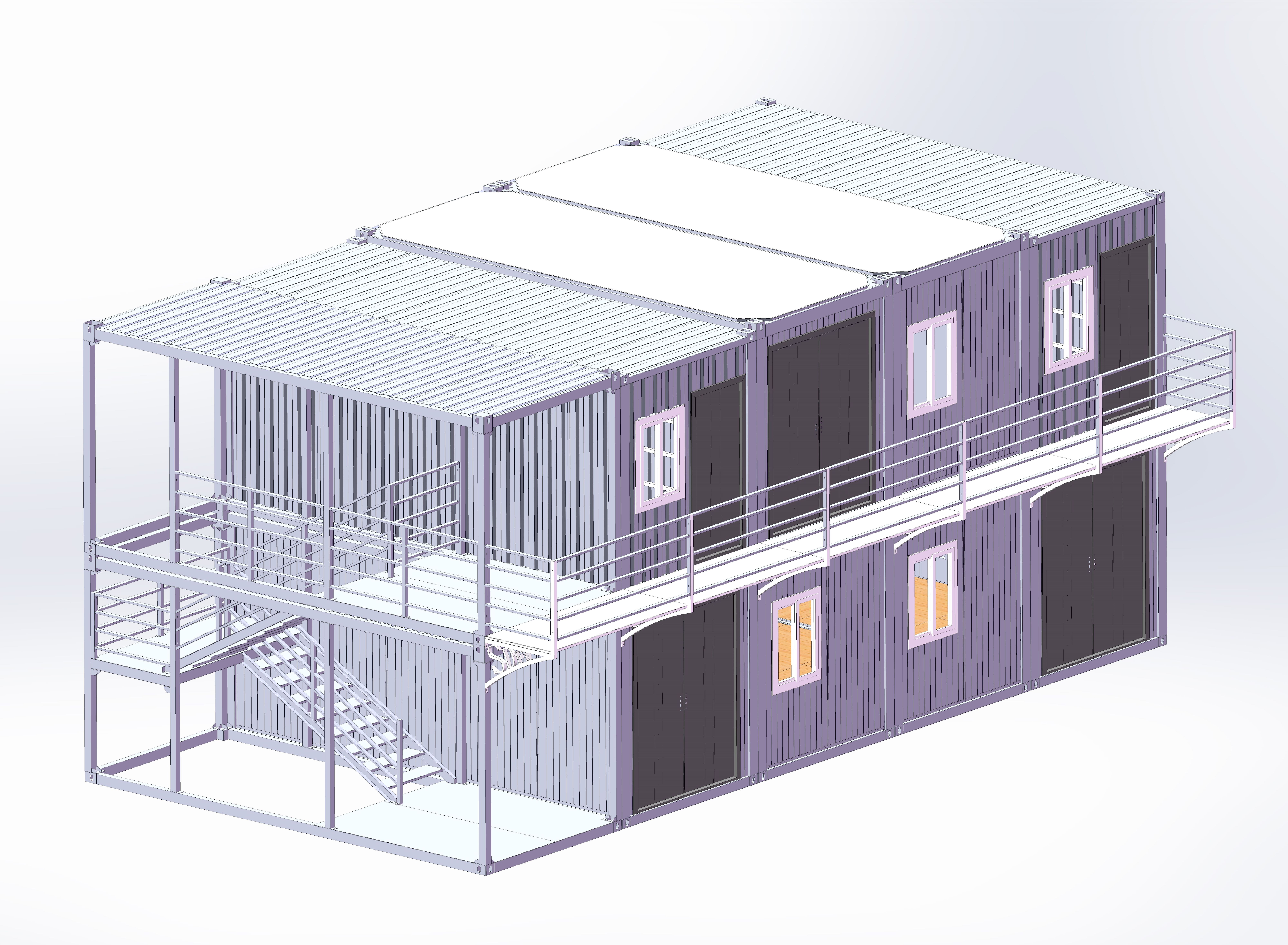 Container house with 8 doors