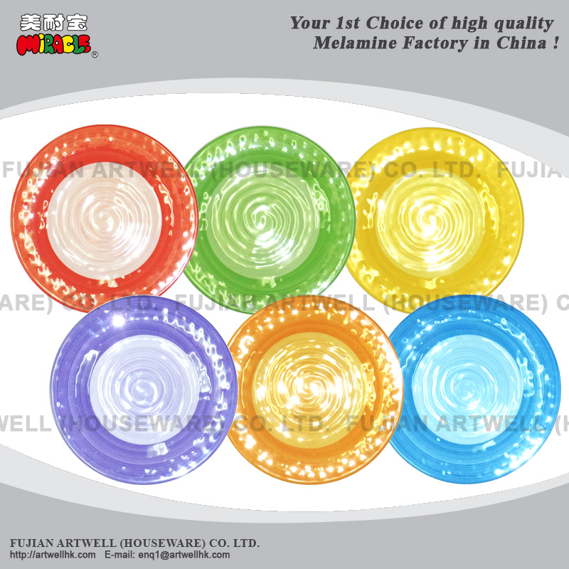 10.5"melamine Ripple Plate Salad Plate With Embossed Effect