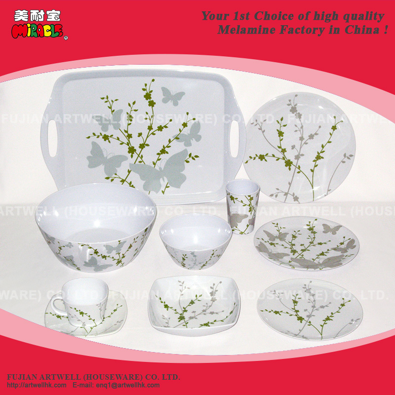 Melamine Bamboo Tableware Dinner Set Plate Bowl Cup