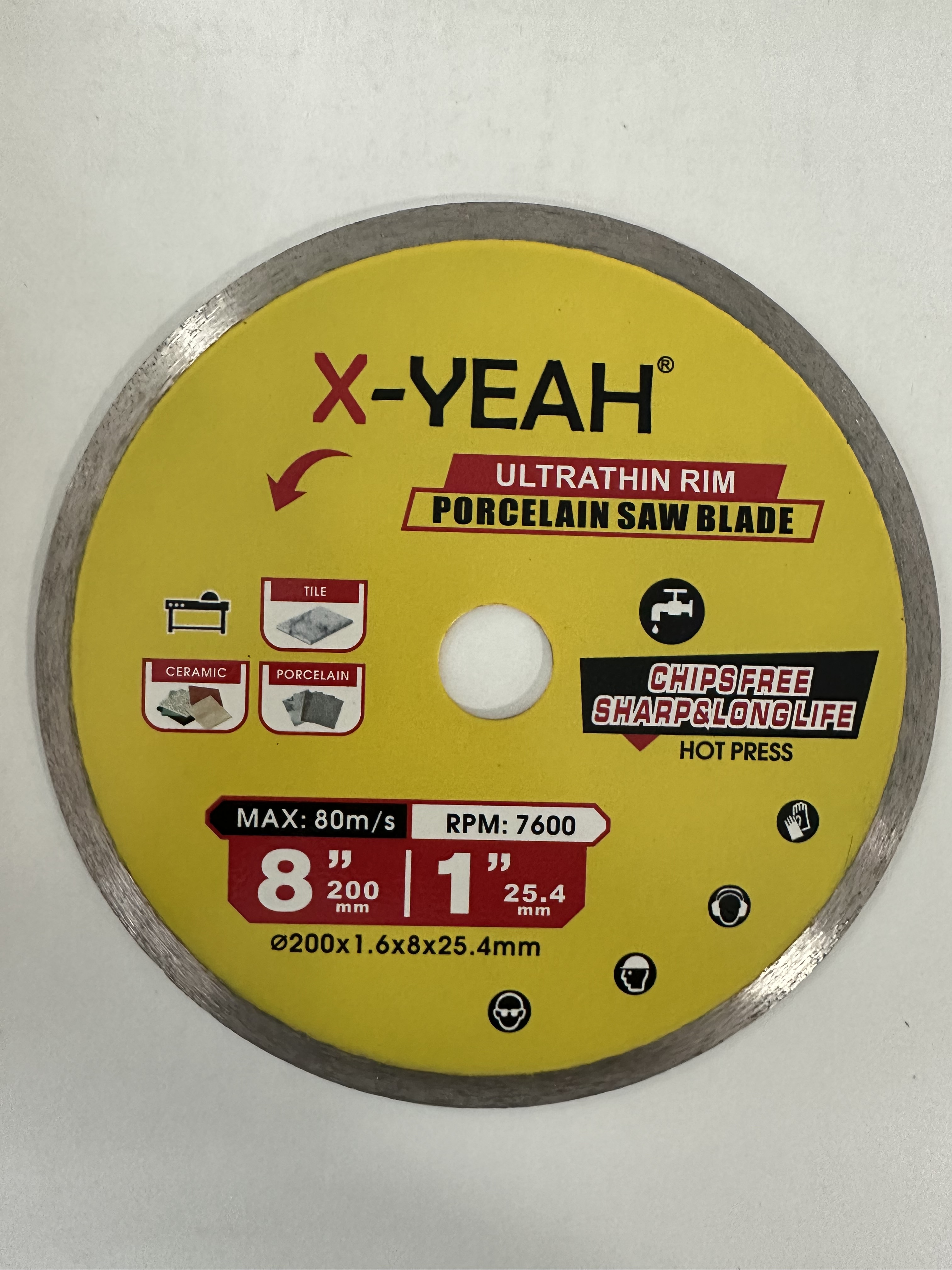 X-Yeah 200MMUltra thin diamond saw blade continuours rim wet cutting porcelain tile sharp long life