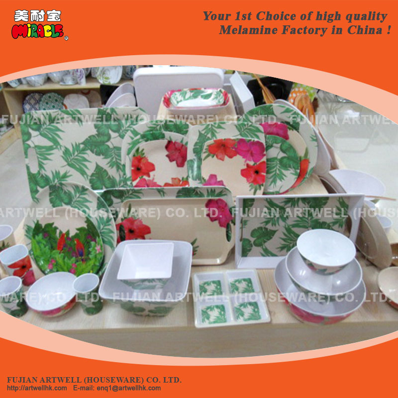 Tropical Design Melamine Tableware - Melamine Bowl & Melamine Plate