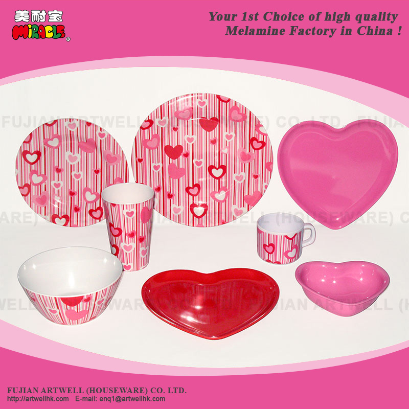 Heart Shape Tableware Dinner Set - Melamine Bowl
