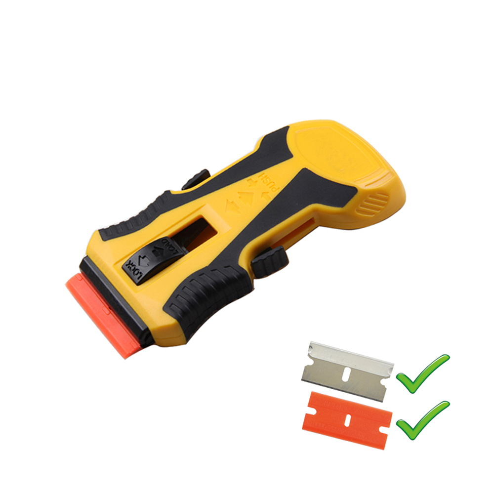 HAUTINE NF1621Cs-3 Yellowcleaning Scraper Plastic Razor Scraper with Double-Edged Plastic Blades