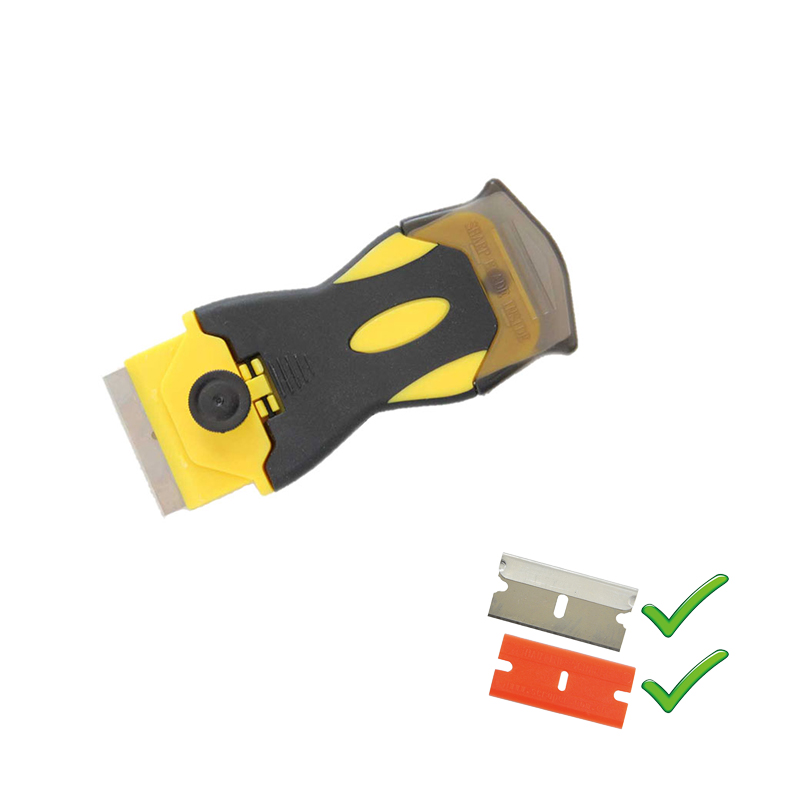 HAUTINE NF1620Gs BlackYellow Cleaning Scraper Plastic Razor Scraper with Double-Edged Plastic Blades