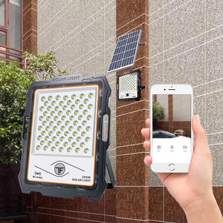 Solar flood light with cctv camera