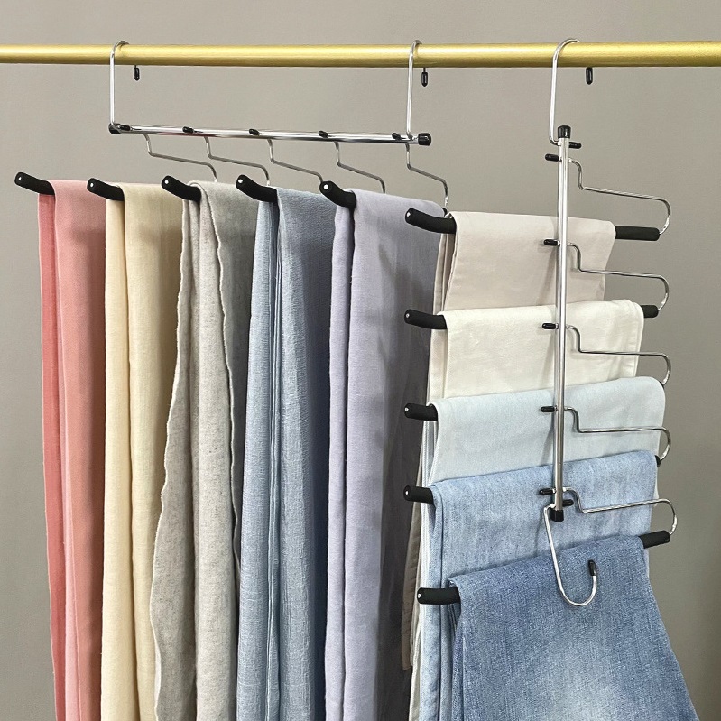 Multi-functional pants rack multi-layer pants storage racks hanger with EVA foam