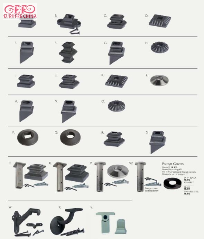 Iron balusters components Railing accessories Balustrade shoes