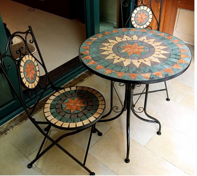 Garden decoration table chair glass Mosaic table and chair Mosaic table and chair garden decoration