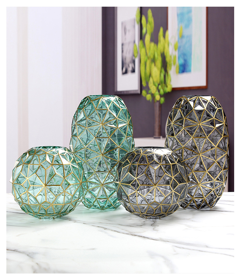 Light luxury Nordic glass vase living room table modern transparent flowers water flower vase