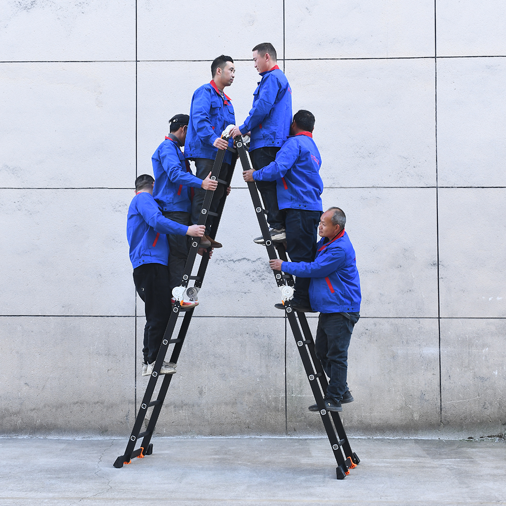 Kollmax 4*5 Black Color Aluminium Multipurpose Ladder EN131 Portable Folding Ladder Hinges Ladder