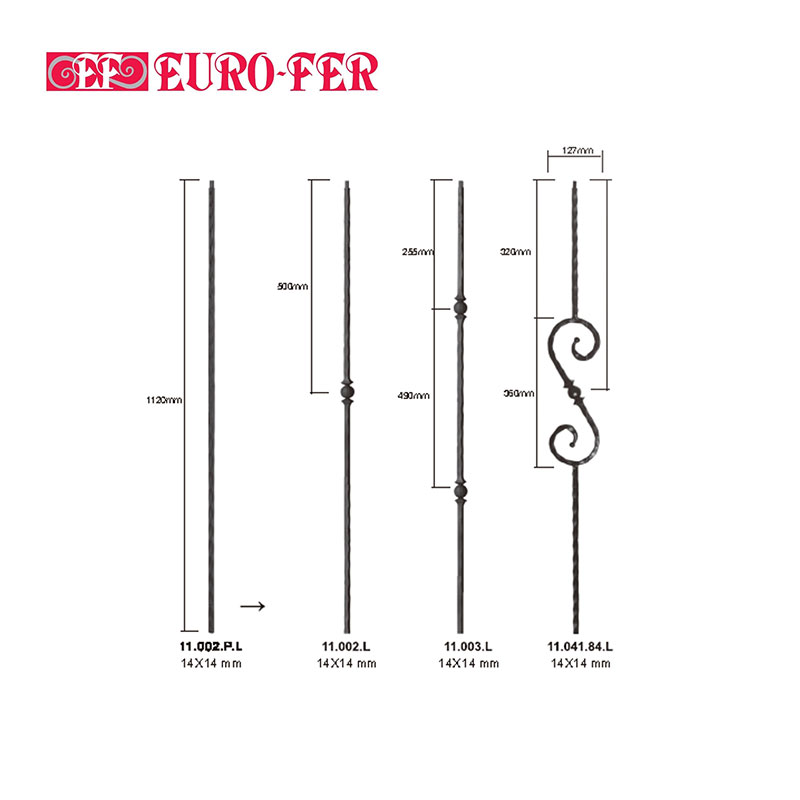 Iron stair balusters Square hand forged collection