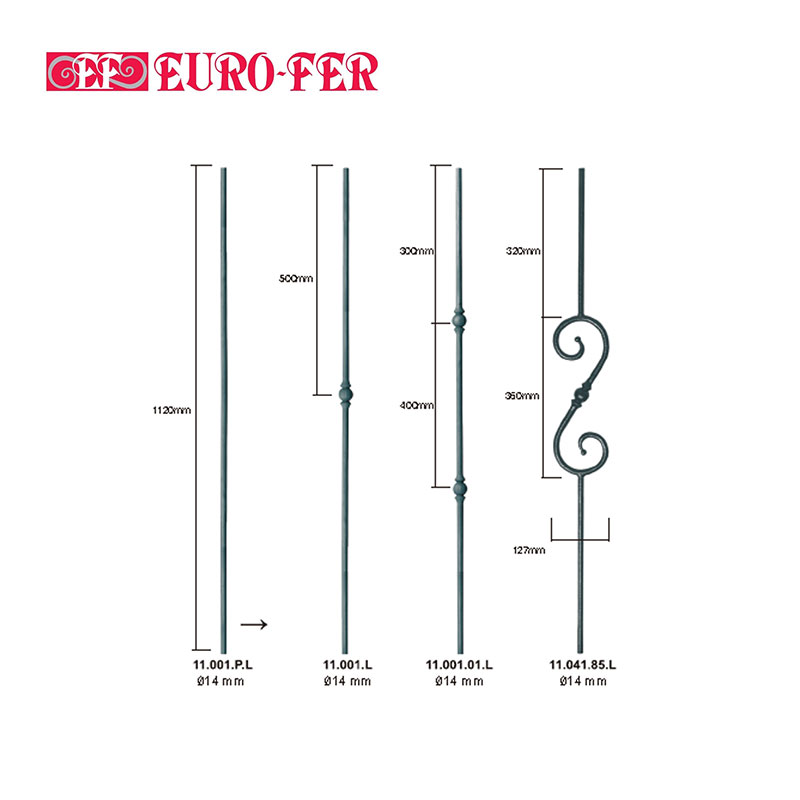 Iron stair balusters Round hand forged collection