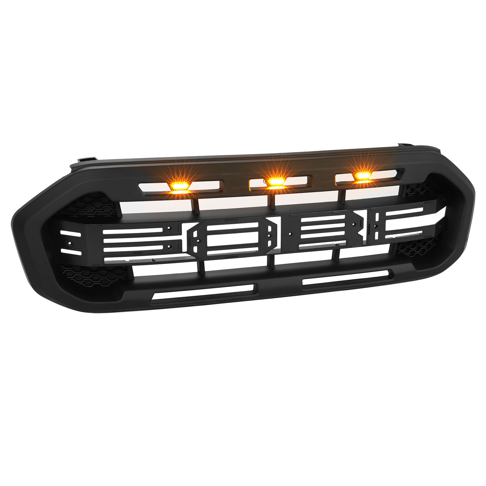 Click to enlarge For Ford Ranger 2019-2022 Grille Painted Black Grill Accessories W/ LED Light