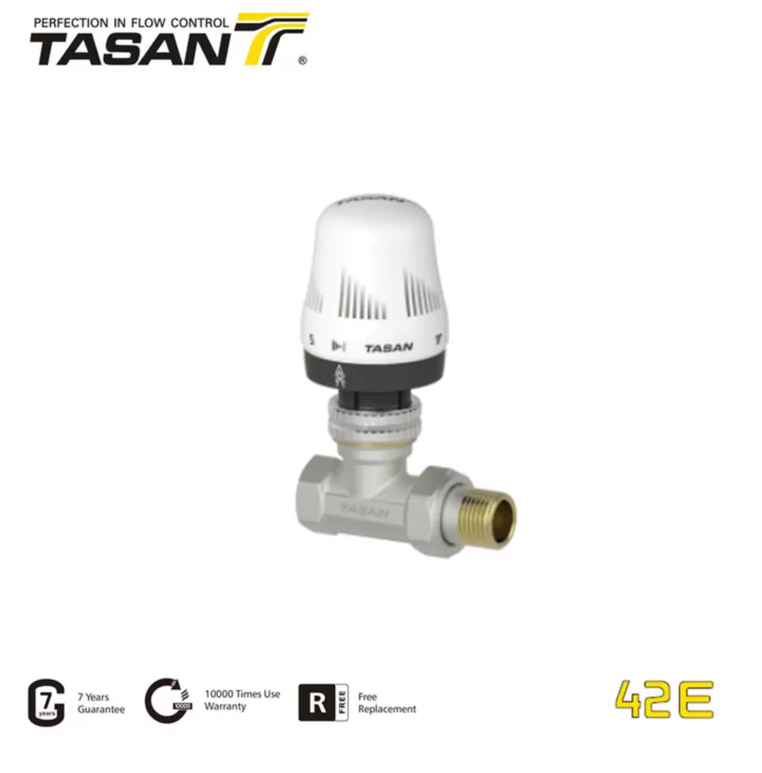 Industrial 3/8 Inch Brushed Brass Thermostatic Radiator Valves 42E