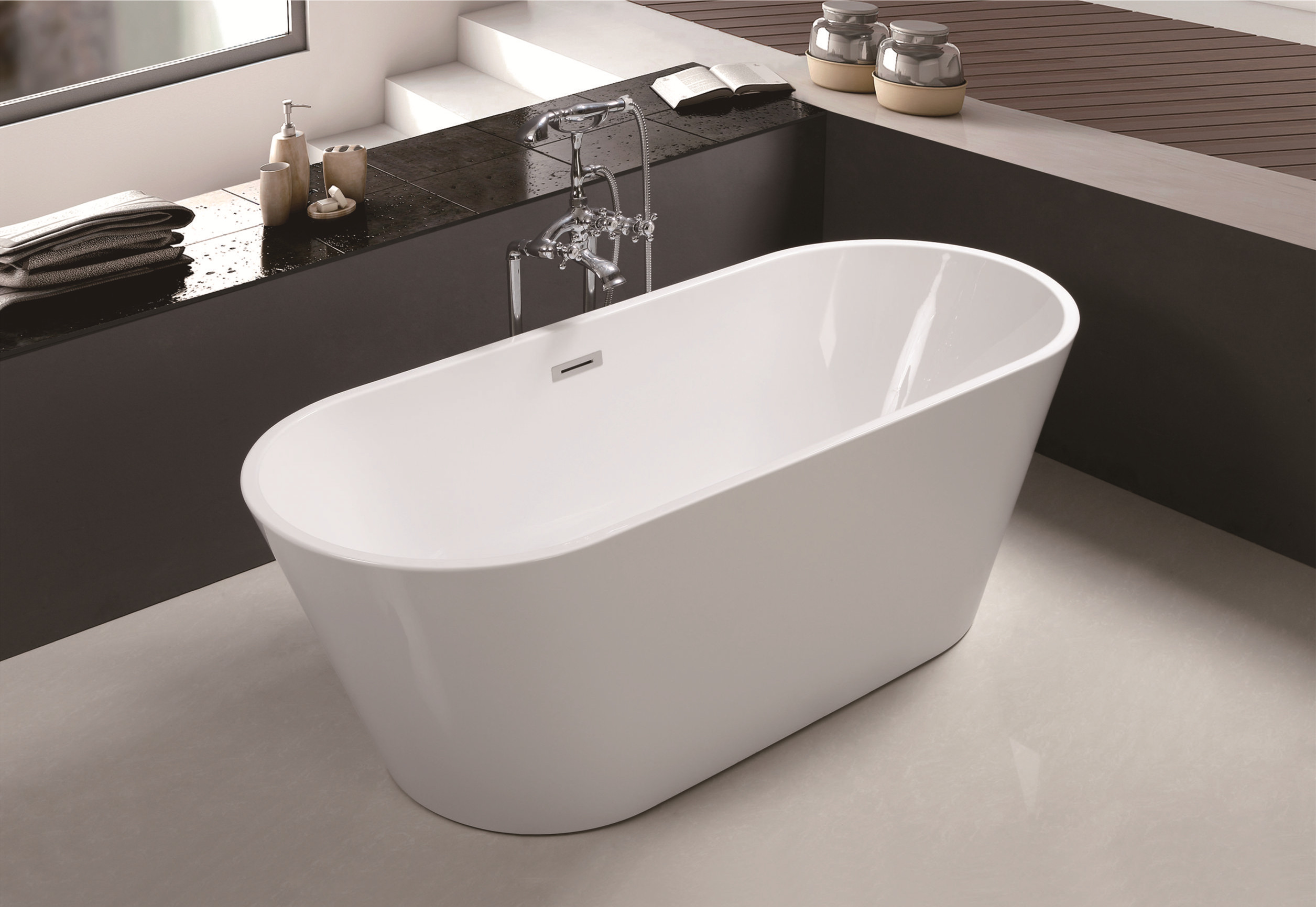 MESA C-4004 Freestanding Bathtub white vertical pleat