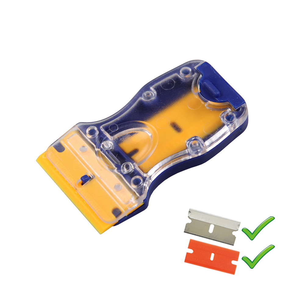 HAUTINE NF1447Ws-2 Mini Cleaning Scraper Plastic Razor Scraper W/Double-Edged Plastic Blades