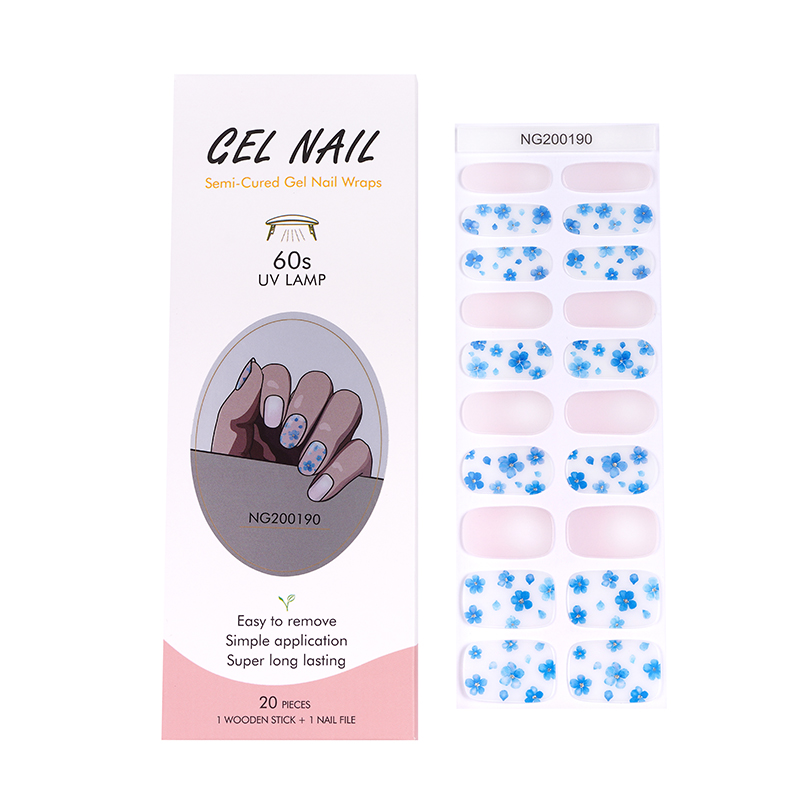 Wholesale Perfect Gel Nail Wraps For Flawless Nails Custom Blue Flax Nails - Huizi
