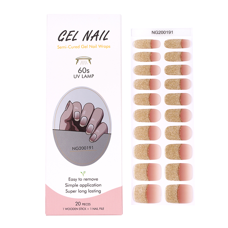 Oem Nail Extension Sticker Custom Sparkly French Nails - Huizi
