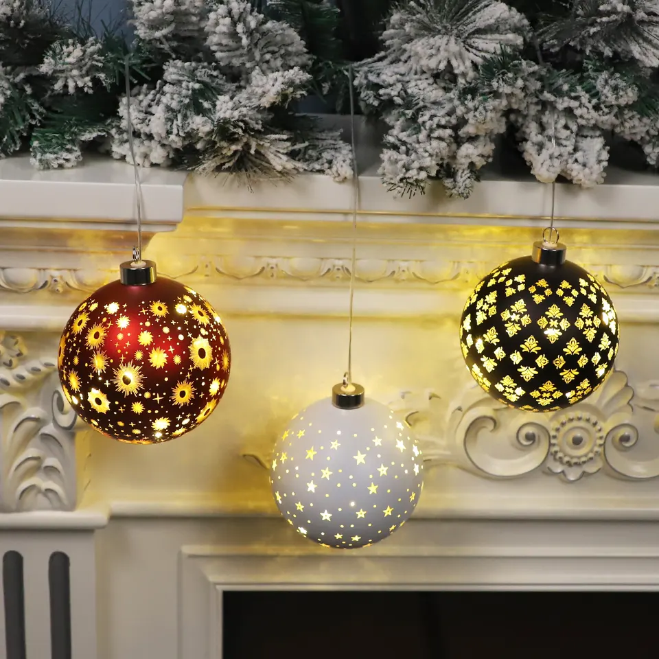 LED Glass Christmas Hanging Ball | Christmas Tree Decor | Wholesale Custom Pendant Gift