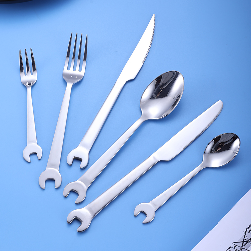 Stainless steel wrench flatware set