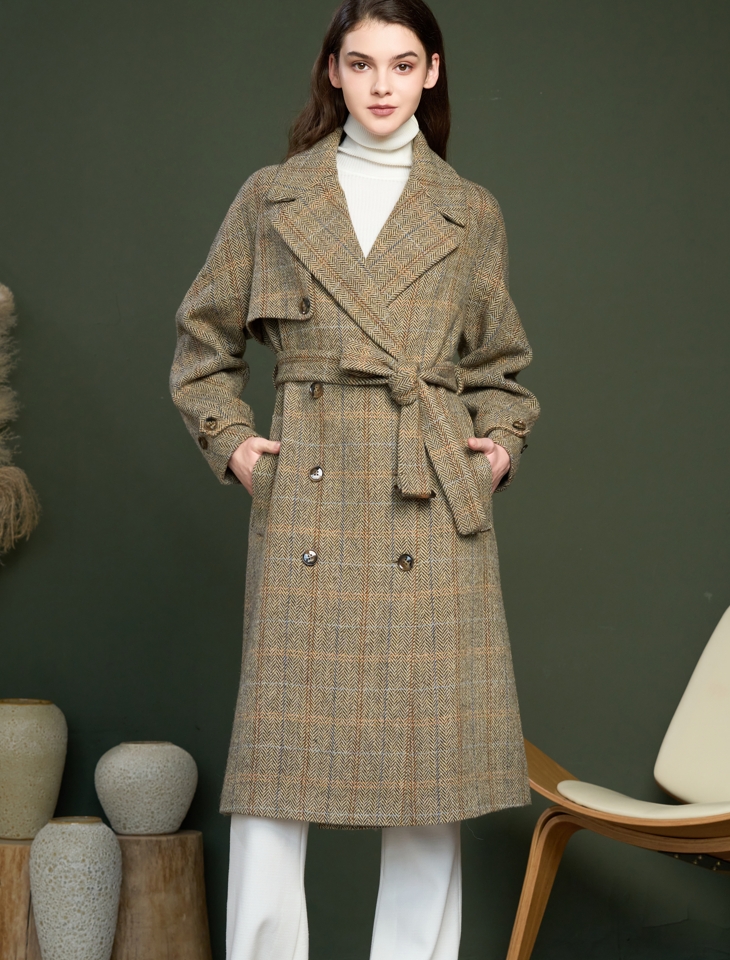 Tweed plaid coat