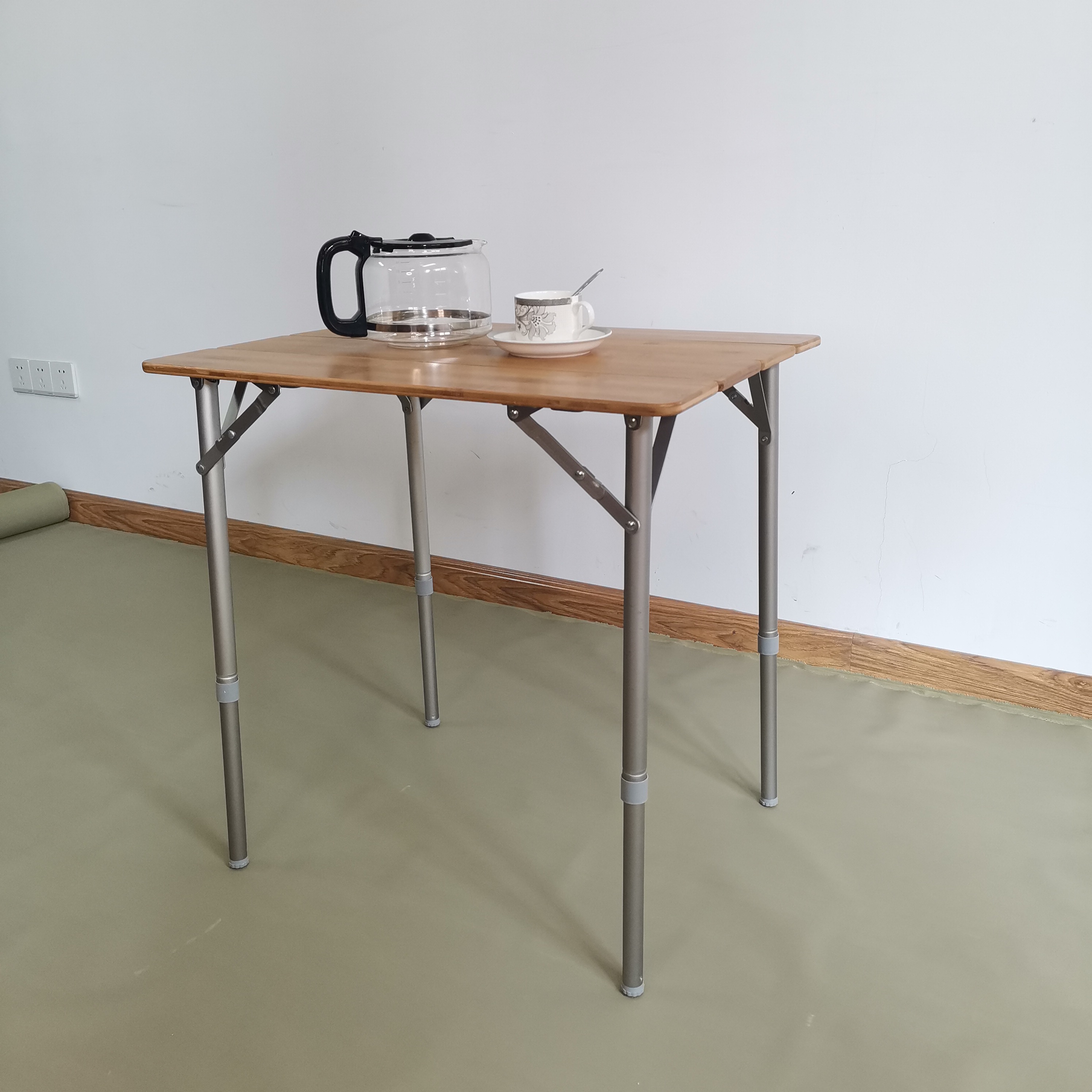 Four fold bamboo folding table