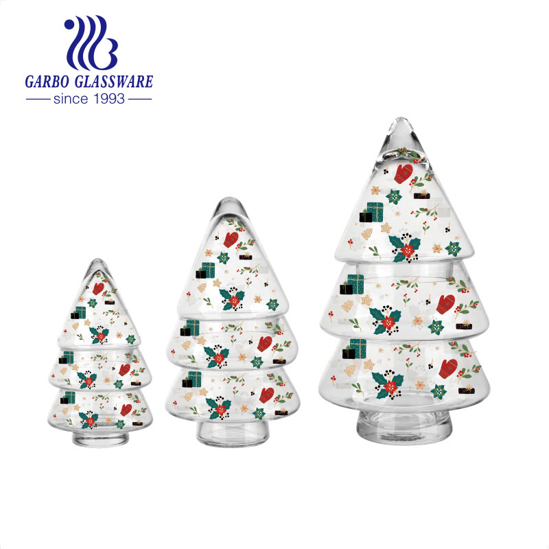 0.5L Christmas tree double jarglass candy jar