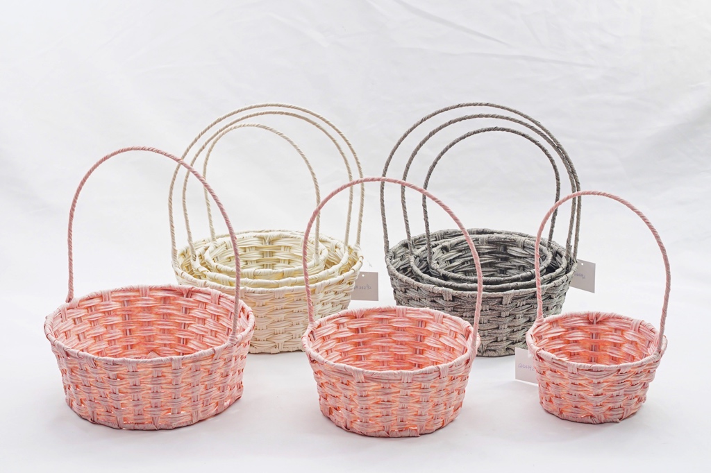 Rectangular Wicker Storage Basket with Handles, Waterproof Plastic basketGH23392
