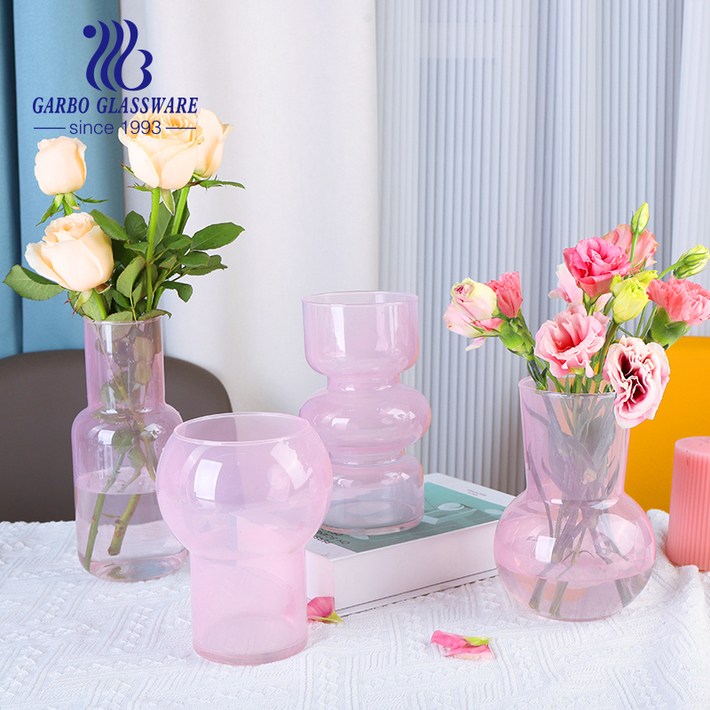 Nordic simple style wedding banquet table decoration with spray color pink vase 8.2 inches