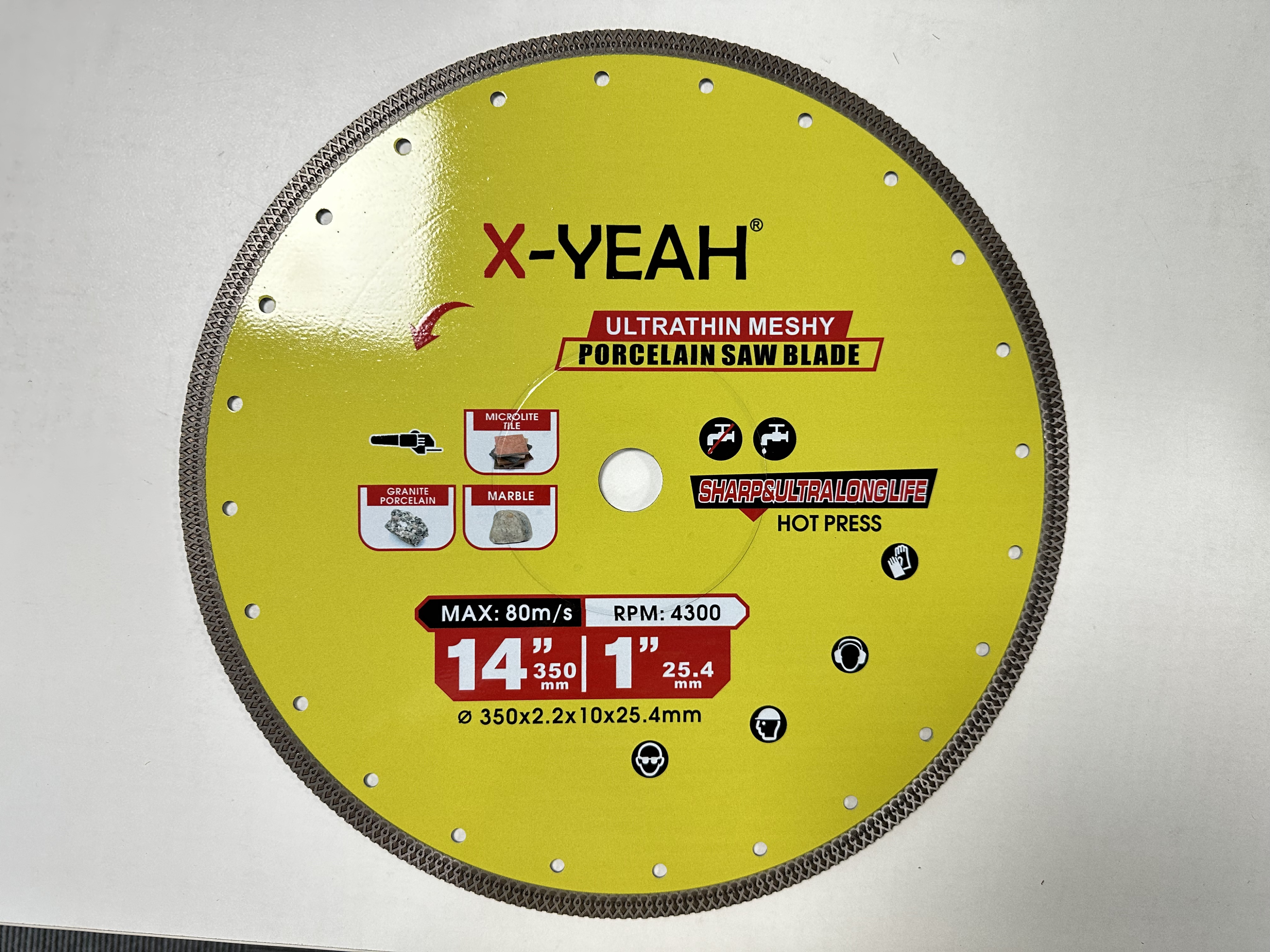 X-Yeah 350MM X-Turbo diamond saw blade Dry/Wet cutting All kinds of Porcelain Tile,chipping free