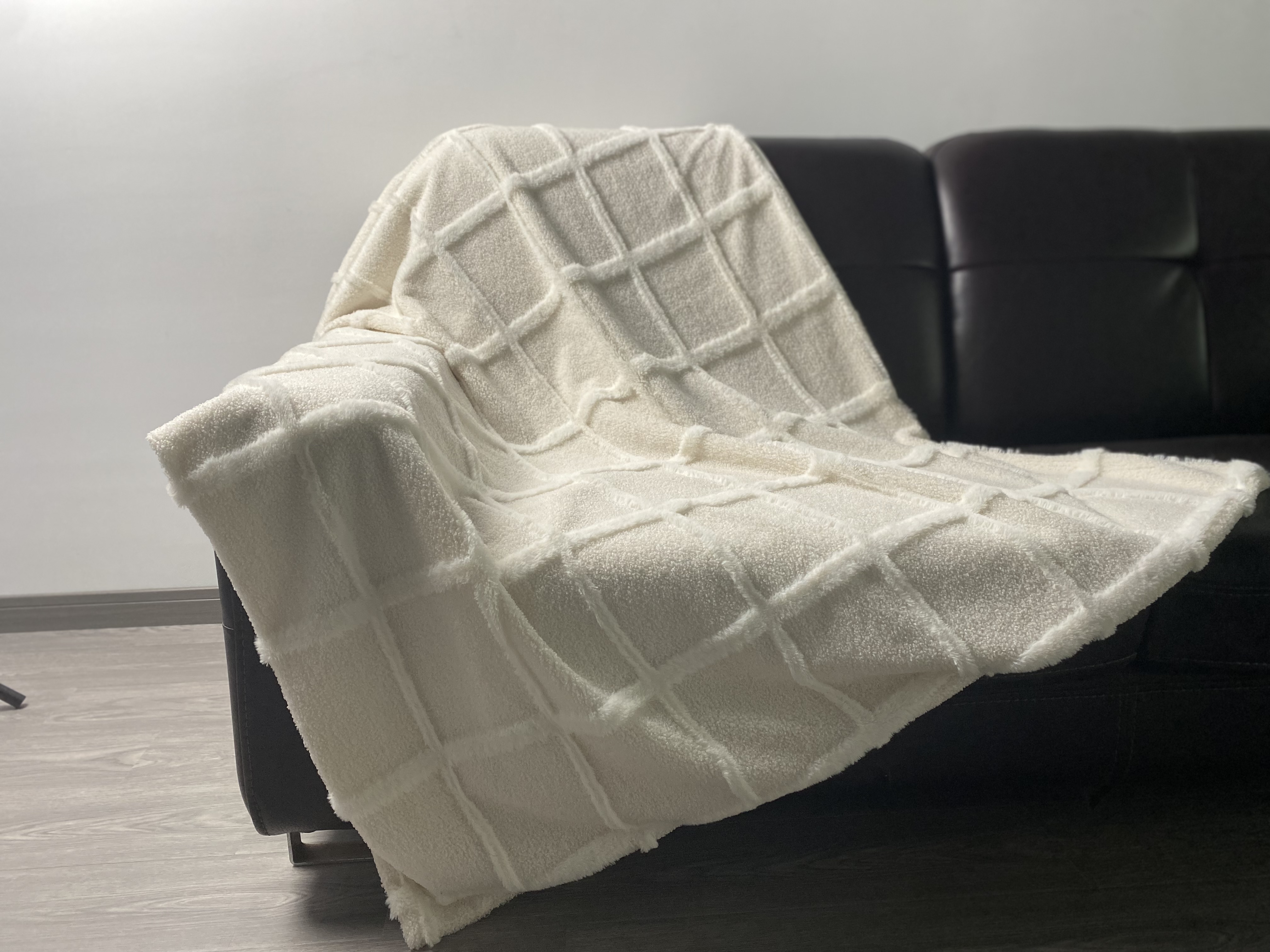 Curly rabbit fur throw